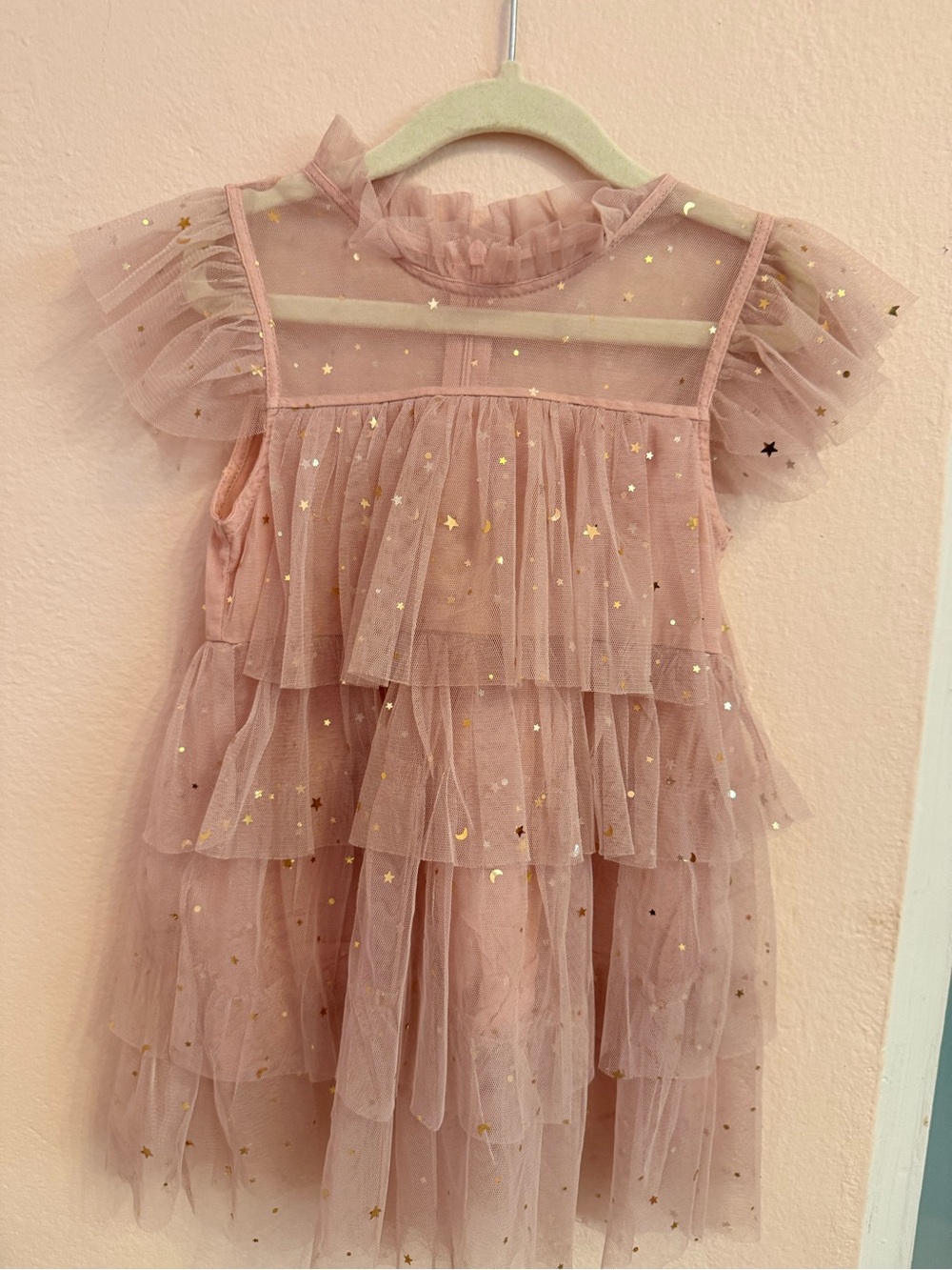 NO BRAND Lola + The Boys INSPIRED Blush Pink Tulle Star Ruffle Dress